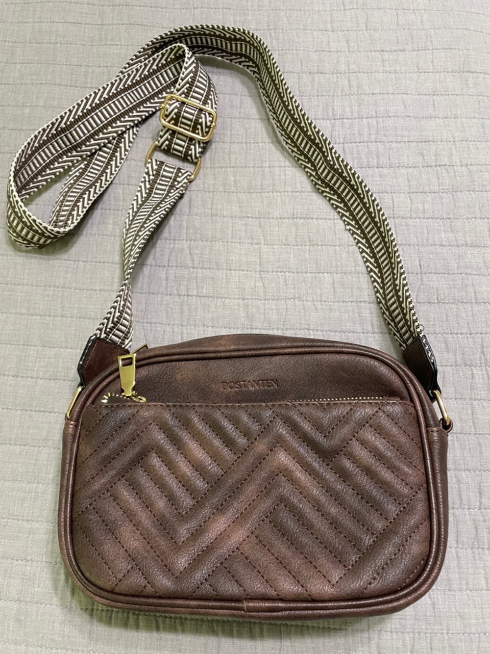 Bostanten Nola Quilted Vegan Leather Crossbody Bag Adjustable Strap Compact